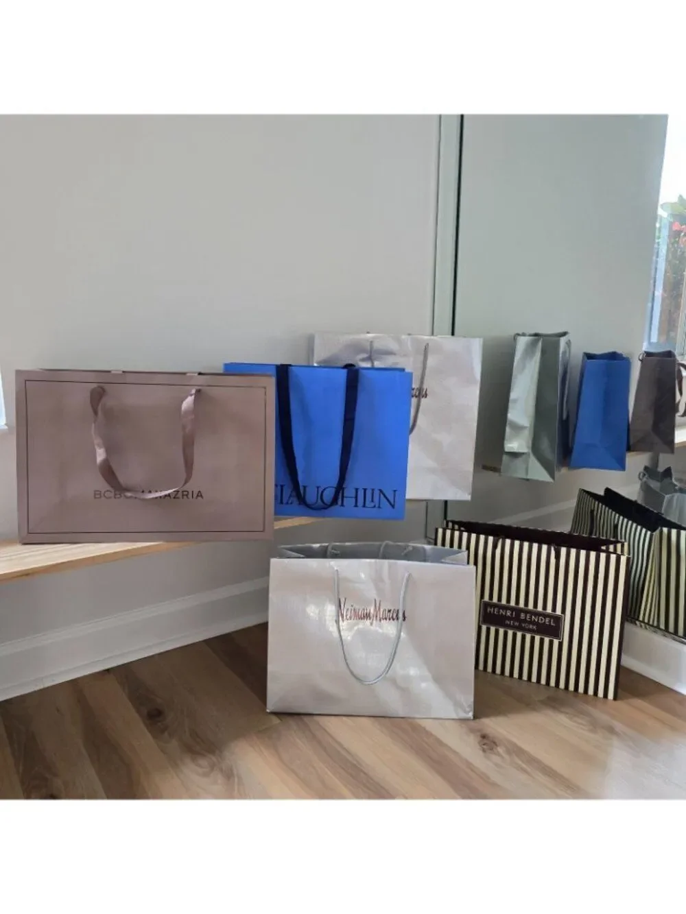5 Shopping Paper Tote Bags McLaughlin Neiman Markus Henri Bendel BCBG MAXAZRIA